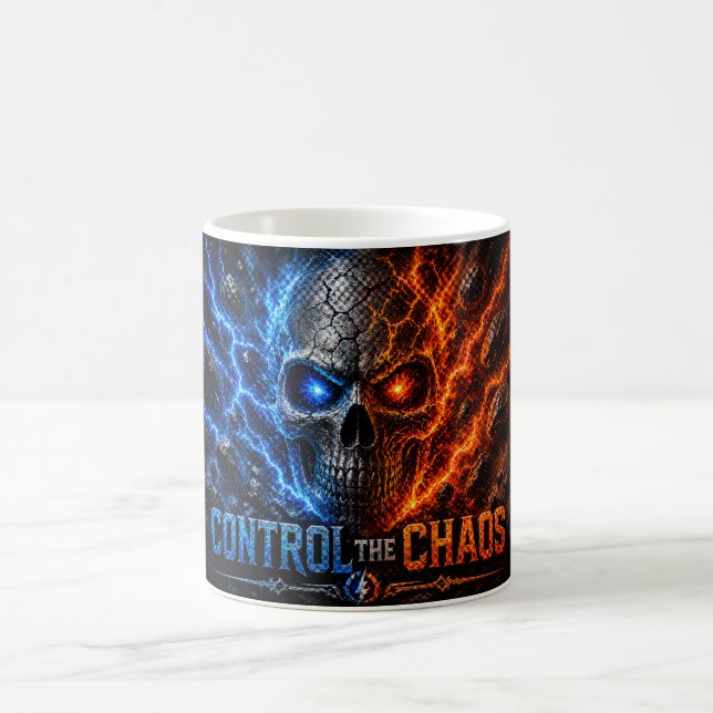 Fire vs Ice Skull 3D-Shirt – Kaffeetasse (Mittel)