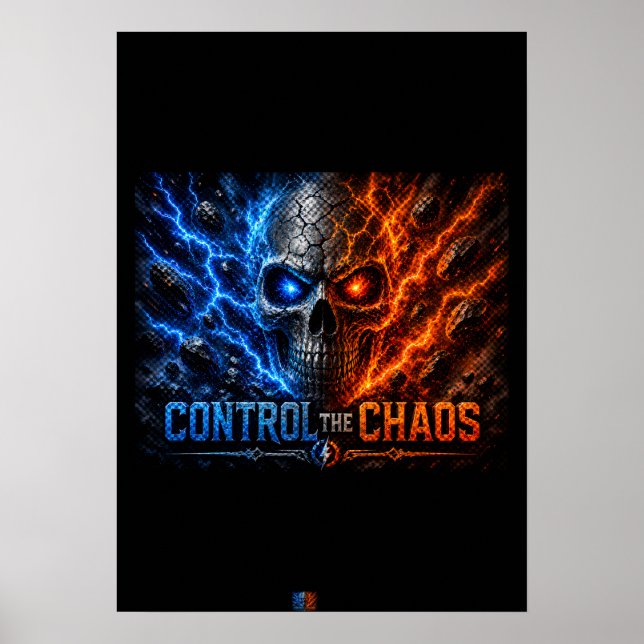 Fire vs Ice Skull 3D-Shirt – Poster (Vorne)