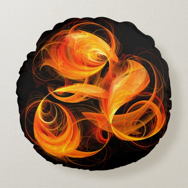 Fireball Abstrakt Art Round Kissen (Vorderseite)
