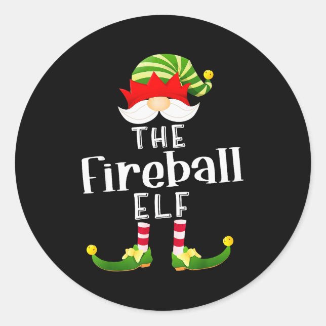 Fireball Elf Group Christmas Funny Pajama Party  Runder Aufkleber (Vorderseite)