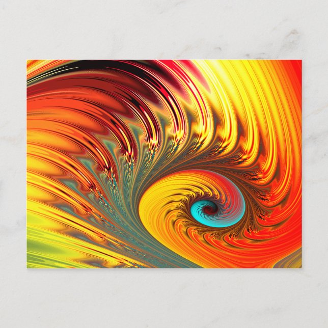 Fireball Fraktal Spiral Postkarte (Vorderseite)