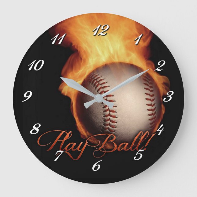 Fireball Pattern Baseball Lovers Wall Clock Große Wanduhr (Vorderseite)