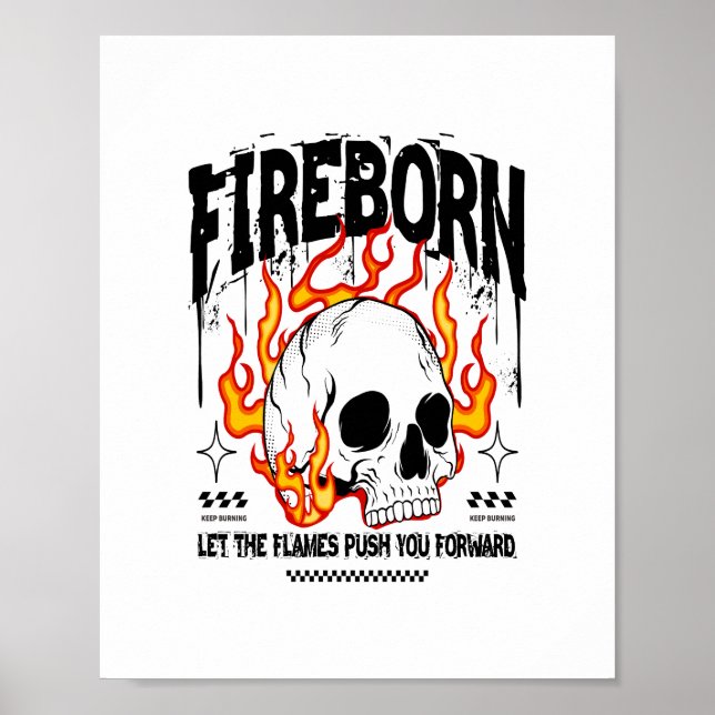 Fireborn Skull Urban Streetwear Poster (Vorne)