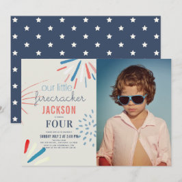 Firecracker 4. Juli Feuerwerk Foto Geburtstag Einladung