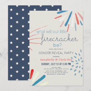 Firecracker 4. Juli Feuerwerk Gender-Bericht Einladung