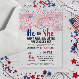 Firecracker 4. Juli Gender Reveal Party Acryleinladungen