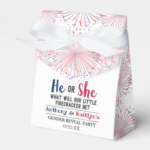 Firecracker 4. Juli Gender Reveal Party Geschenkschachtel
