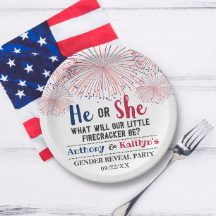 Firecracker 4. Juli Gender Reveal Party Pappteller