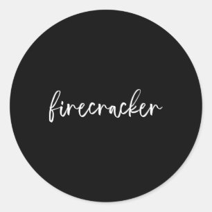 Firecracker 4. Juli Patriotic America Coquette Runder Aufkleber