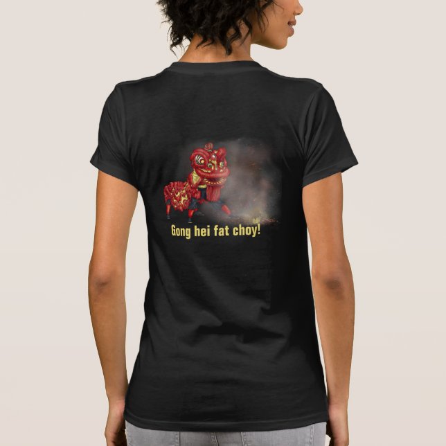 Firecracker Illustration der chinesischen Löwentän T-Shirt (Rückseite)