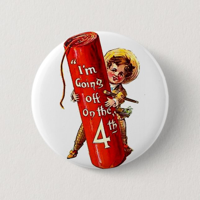 Firecracker-Jungen-Witz-am 4. Juli Vintage Button (Vorderseite)