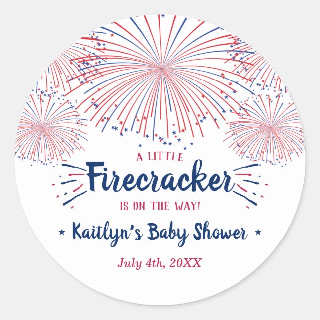 Firecracker unterwegs! Babydusche am 4. Juli Runder Aufkleber (Vorderseite)