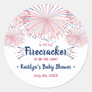 Firecracker unterwegs! Babydusche am 4. Juli Runder Aufkleber