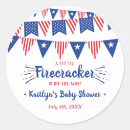 Firecracker unterwegs! Babydusche am 4. Juli Runder Aufkleber