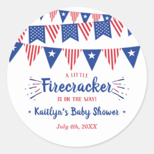 Firecracker unterwegs! Babydusche am 4. Juli Runder Aufkleber