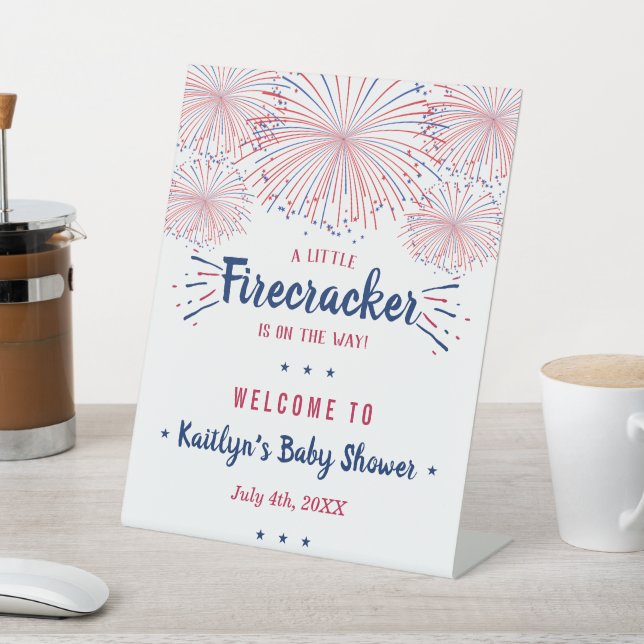 Firecracker unterwegs! Babydusche am 4. Juli Sockelschild (In SItu)