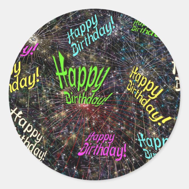Firecrackin Happy Birthday Stickers (Vorderseite)