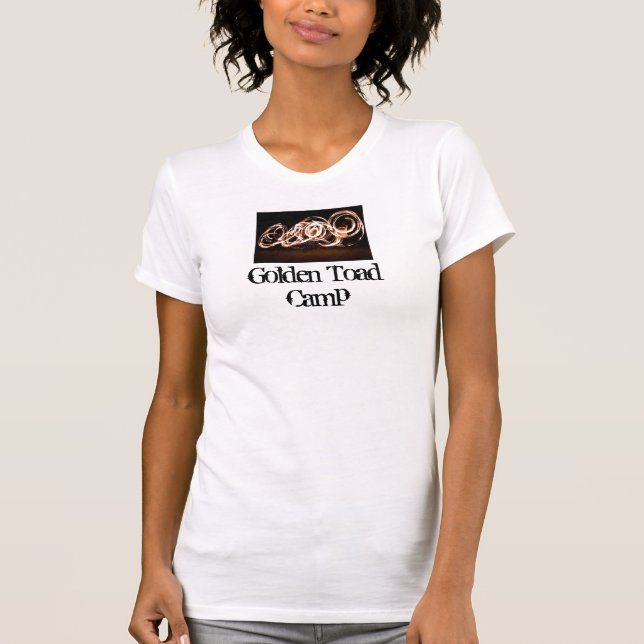 Firedance, goldenes ToadCamp T-Shirt (Vorderseite)