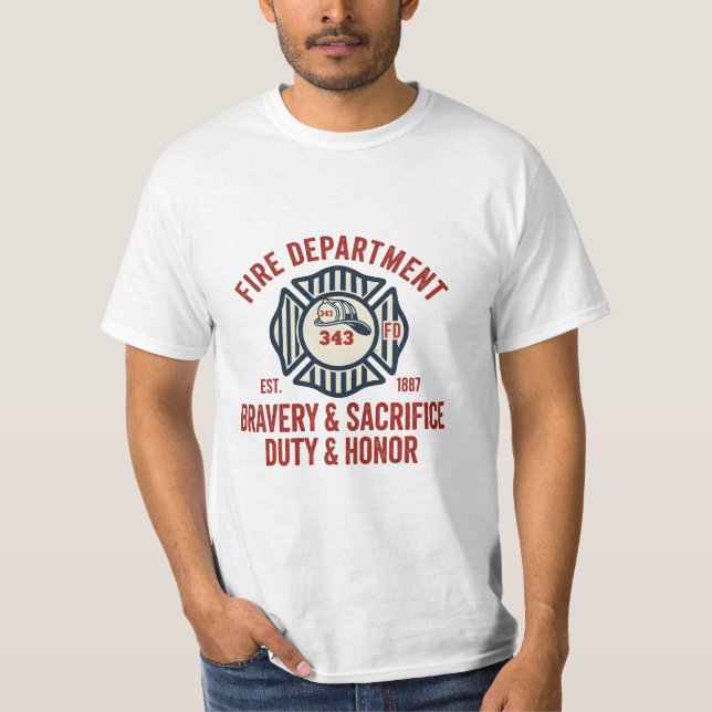 Firefighter 343 Bravery Sacrifice Duty Honor  T-Shirt (Vorderseite)
