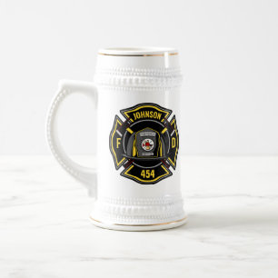 Firefighter ADD NAME Fire Department Rescue Team Bierglas