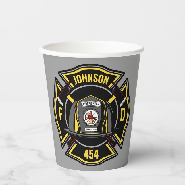 Firefighter ADD NAME Fire Department Rescue Team Pappbecher (Vorderseite)