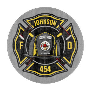 Firefighter ADD NAME Fire Department Rescue Team Schneidebrett