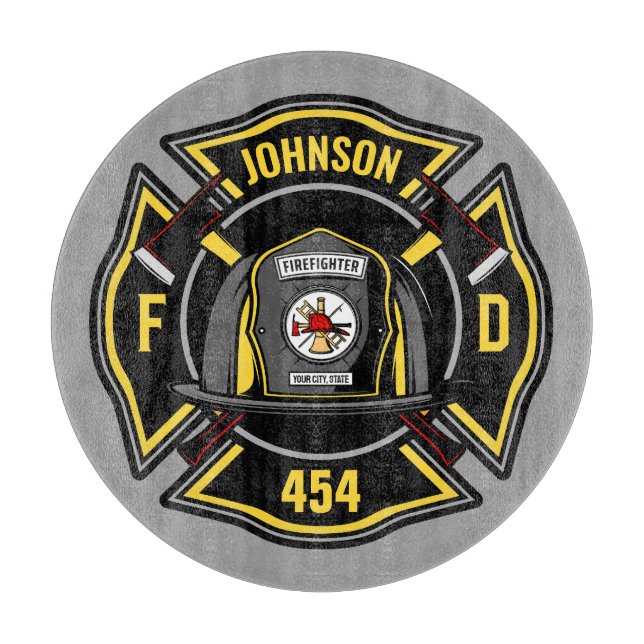 Firefighter ADD NAME Fire Department Rescue Team Schneidebrett (Vorderseite)