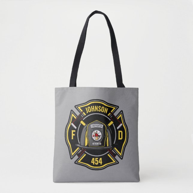 Firefighter ADD NAME Fire Department Rescue Team Tasche (Vorderseite)