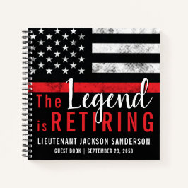 Firefighter-Altersruhestandsflagge Rote Linie Feue Notizbuch