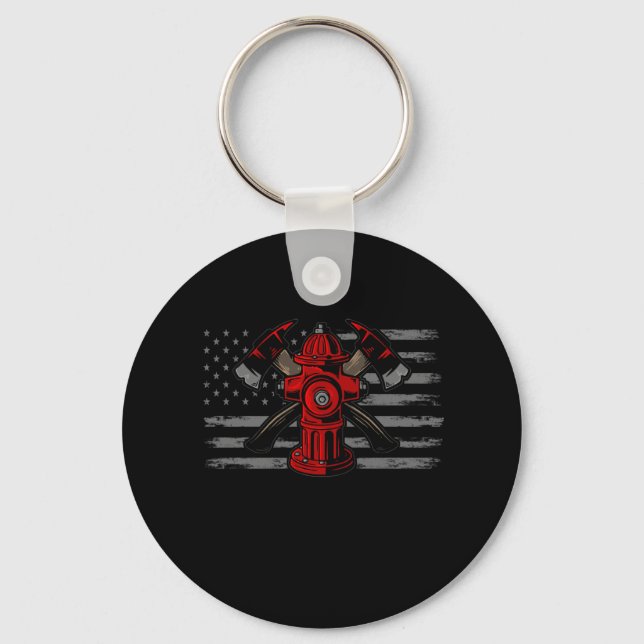 Firefighter American Flag AX Schlüsselanhänger (Vorderseite)