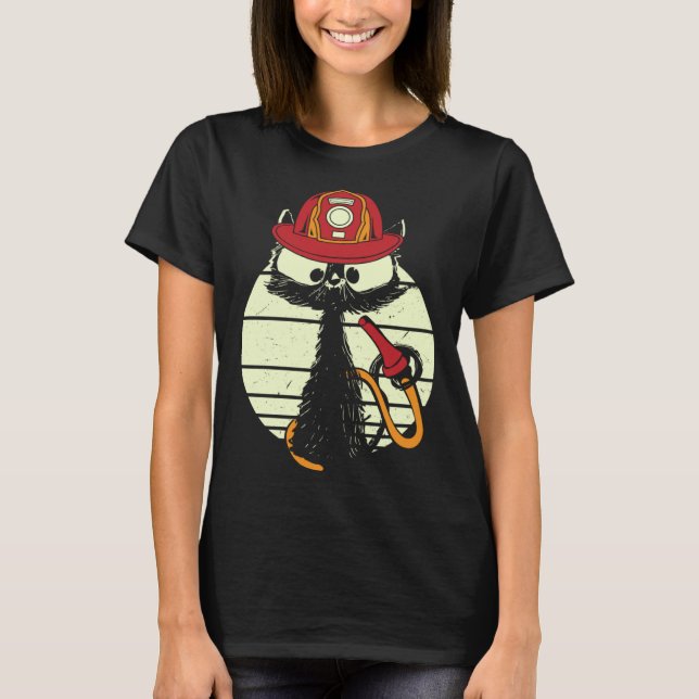 Firefighter Cat In Firefighter Uniform Firefighter T-Shirt (Vorderseite)