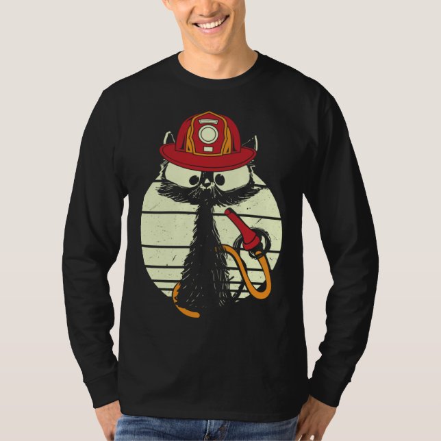 Firefighter Cat In Firefighter Uniform Firefighter T-Shirt (Vorderseite)