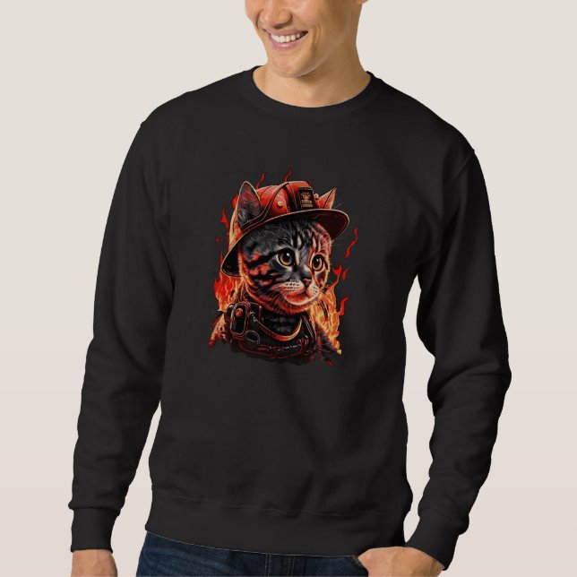 Firefighter Cat Kitten Fireman Helmet Firefighter  Sweatshirt (Vorderseite)