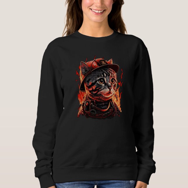 Firefighter Cat Kitten Fireman Helmet Firefighter  Sweatshirt (Vorderseite)