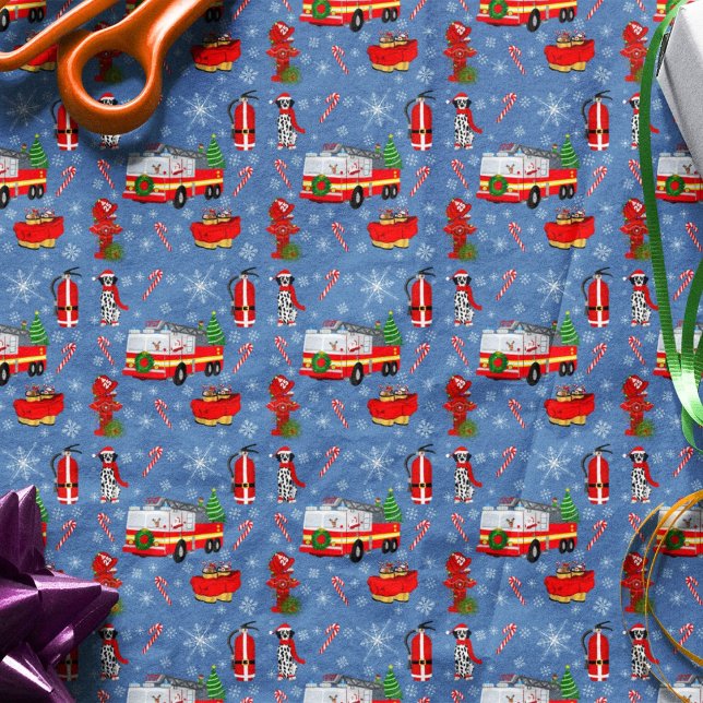 Firefighter Christmas With Santa and Dalmatian    Seidenpapier (Von Creator hochgeladen)