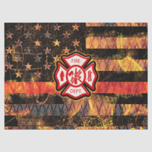 Firefighter Cross and Flames Seidenpapier