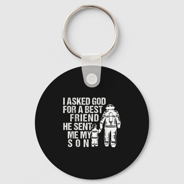 Firefighter Dad Son Quote New Daddy Fireman Dad Fa Schlüsselanhänger (Vorderseite)