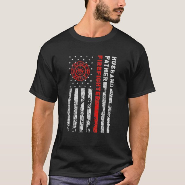Firefighter Ehemann Vater Fireman Fathers Day Gif T-Shirt (Vorderseite)