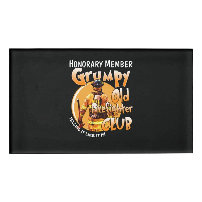 Firefighter | Ehrenmitglied Grumpy Feuerwehrmann Namenschild (Vorderseite)