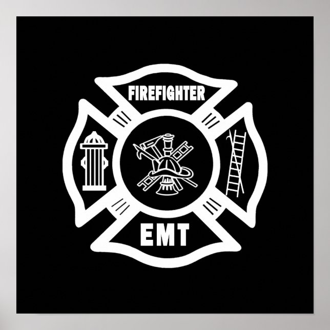 Firefighter EMT White Poster (Vorne)