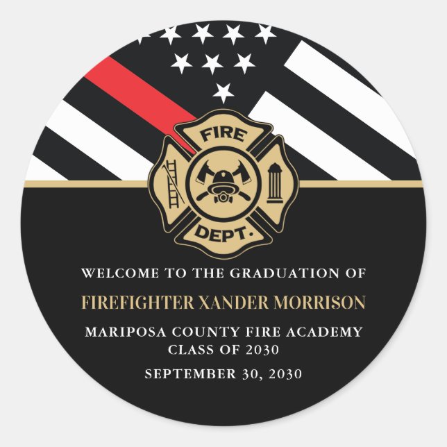 Firefighter Fire Academy Graduation Party Welcome Runder Aufkleber (Vorderseite)