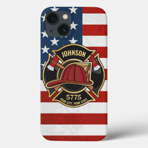 Firefighter Fire Rescue Department USA Flag Custom Case-Mate iPhone Hülle