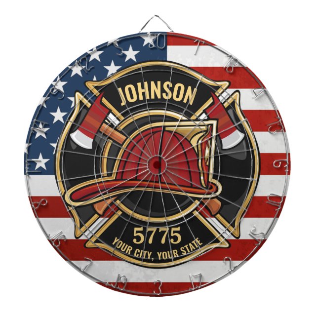 Firefighter Fire Rescue Department USA Flag Custom Dartscheibe (vorne)