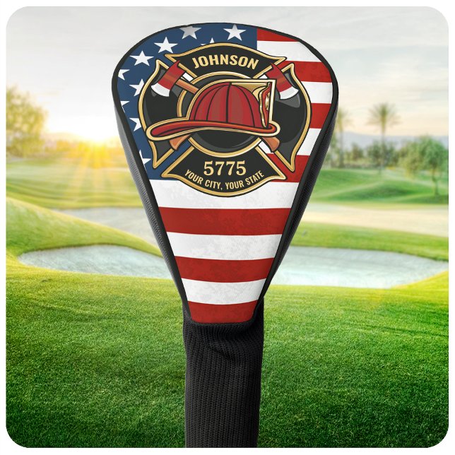 Firefighter Fire Rescue Department USA Flag Custom Golf Headcover (Von Creator hochgeladen)