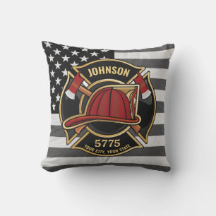 Firefighter Fire Rescue Department USA Flag Custom Kissen