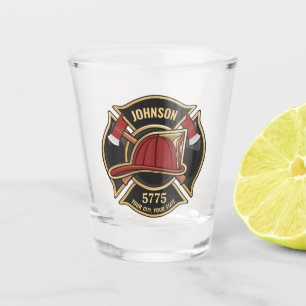 Firefighter Fire Rescue Department USA Flag Custom Schnapsglas