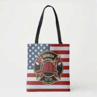 Firefighter Fire Rescue Department USA Flag Custom