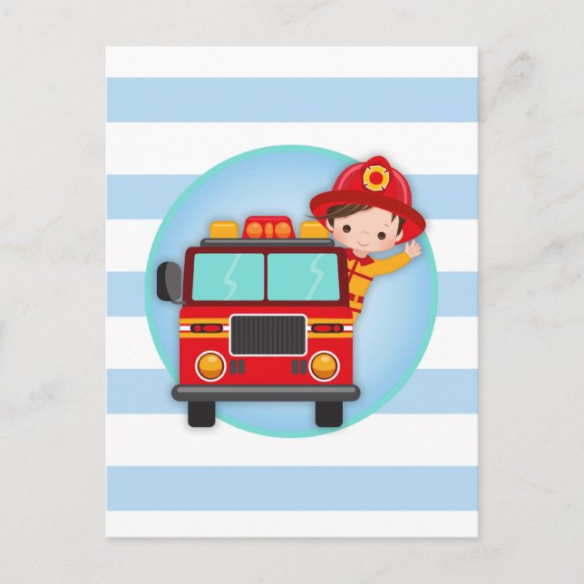 Firefighter Fire Truck Brown Postkarte (Vorderseite)