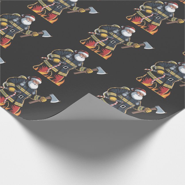 Firefighter Fire Truck Christmas Tree Santa Xmas   Geschenkpapier (Ecke)