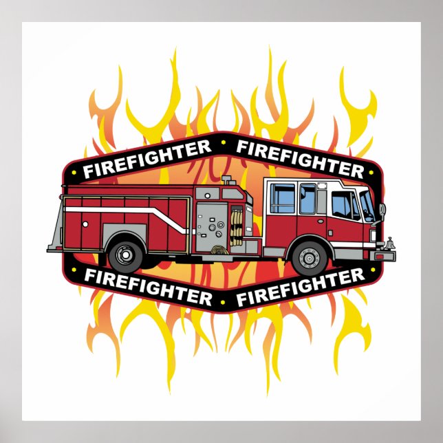 Firefighter Fire Truck Poster (Vorne)